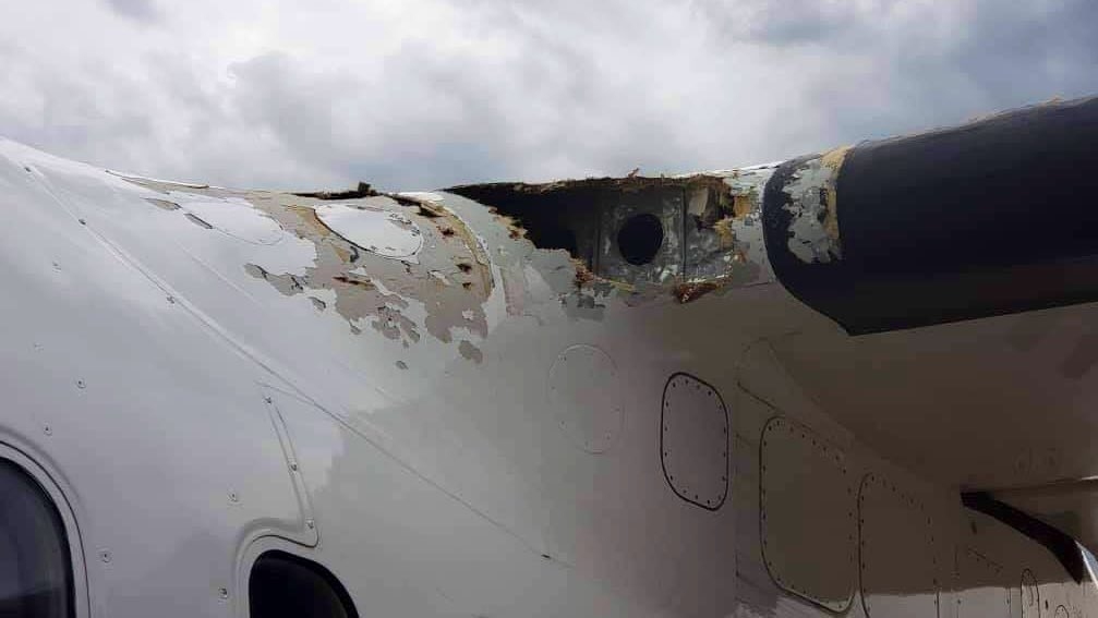proflight航空一客機遭強冰雹　攝影：推特
