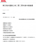 東方海外國際上半年盈利1.02億美元，每標(biāo)準(zhǔn)箱均勻收益提升6%
-海運價格