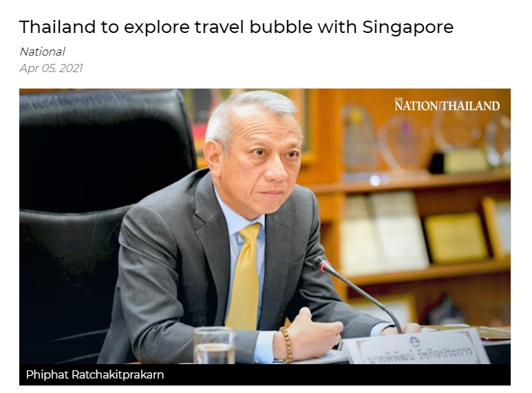 泰國(guó)與新加坡探討旅行泡泡計(jì)劃